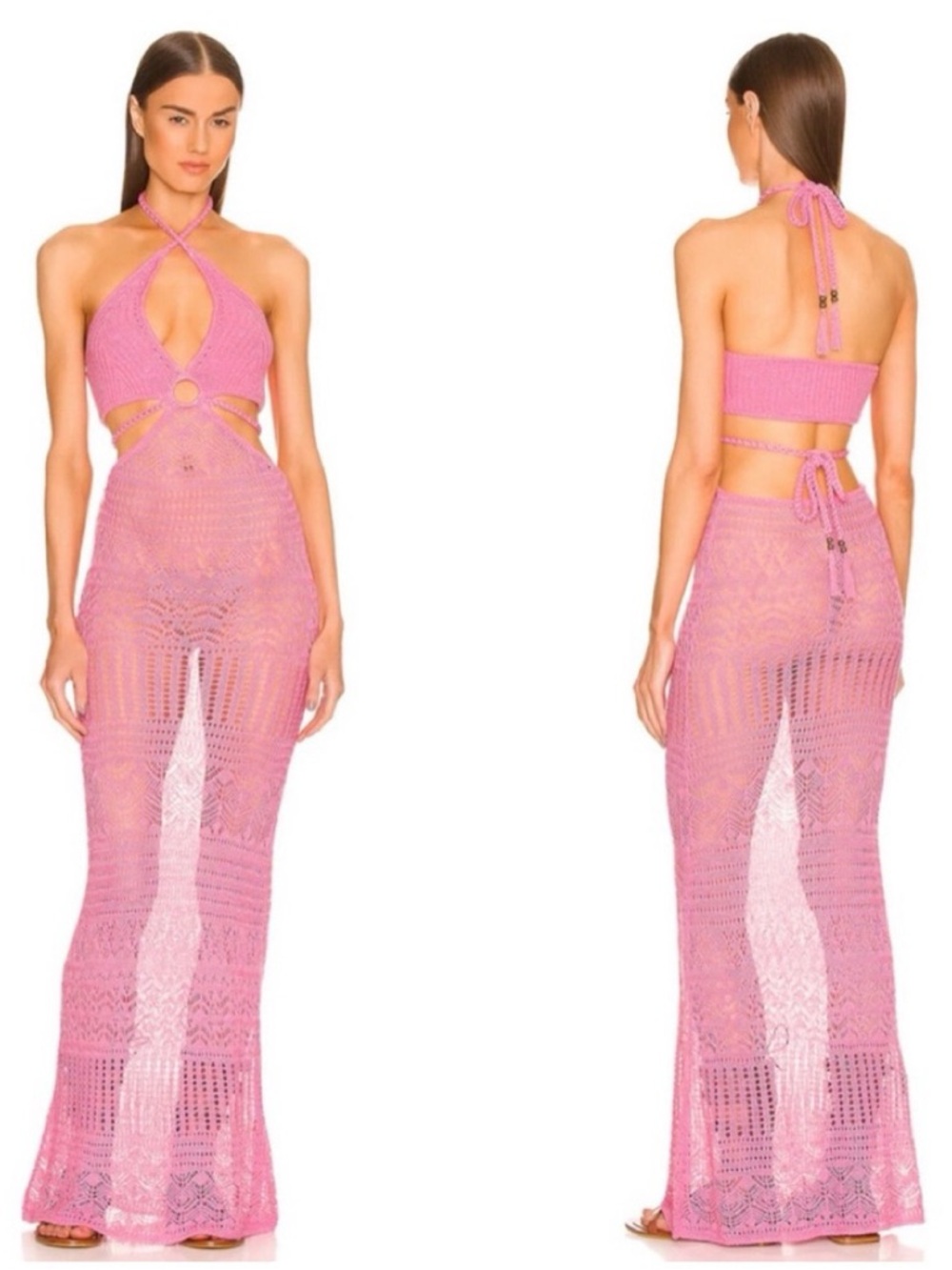 Revolve x Dundas Pink Crochet Dress S